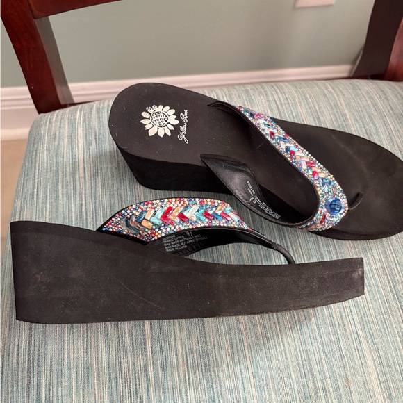 Yellow Box Women's Black Sandals with Colorful Beading - Picture 2 of 4